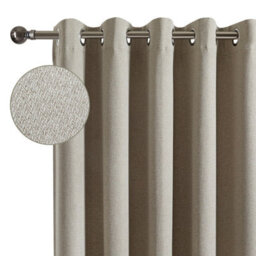 Moonlight Bedding 100%blackout Eyelet Linen Texture Curtain Pair Thermal Energy Efficient Window Curtain (Mink, 46''x54'')