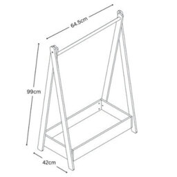 Urbn-Living Urbnliving 99Cm Height Kids Wooden Hanging Dress Up Clothes Rail Rack Display Stand Extra Storage Shelf, Black - thumbnail 4