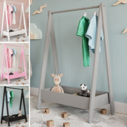 Urbn-Living Urbnliving 99Cm Height Kids Wooden Hanging Dress Up Clothes Rail Rack Display Stand Extra Storage Shelf, Black - thumbnail 5