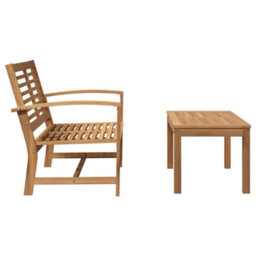 Berkfield Garden Sofa Set 2 Pcs Natural Solid Teak Wood - thumbnail 8