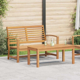 Berkfield Garden Sofa Set 2 Pcs Natural Solid Teak Wood - thumbnail 1