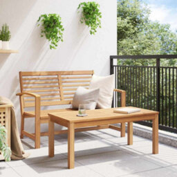Berkfield Garden Sofa Set 2 Pcs Natural Solid Teak Wood - thumbnail 4