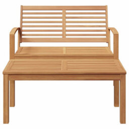 Berkfield Garden Sofa Set 2 Pcs Natural Solid Teak Wood - thumbnail 7