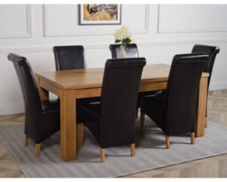 That's Furniture Dakota 182 X 92 Cm Chunky Oak Large Dining Table And 6 Chairs Dining Set With Montana Black Leather Chairs - thumbnail 3