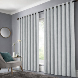 Bedlooms Silver Linen Curtain 100% Blackout Thermal Insulated Eyelet Curtain (Pair) 90 X 90 Inches With Tie Back Two - thumbnail 2