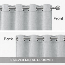 Bedlooms Silver Linen Curtain 100% Blackout Thermal Insulated Eyelet Curtain (Pair) 90 X 90 Inches With Tie Back Two - thumbnail 6