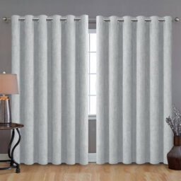 Bedlooms Silver Linen Curtain 100% Blackout Thermal Insulated Eyelet Curtain (Pair) 90 X 90 Inches With Tie Back Two - thumbnail 9