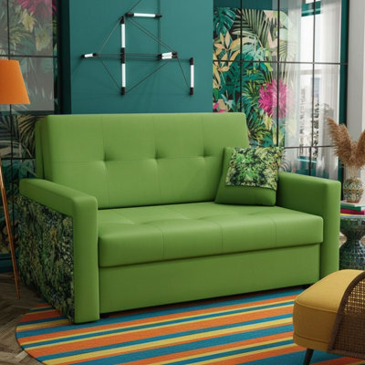 Viva Mel Ii Sofa Bed With Sleeping Function Storage Bedding Compartment Wooden Legs Wooden Frame 140X98X86Cm Green - image 1