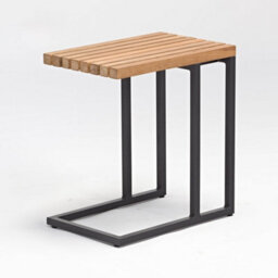 Cube Side Table With Teak Top In Charcoal