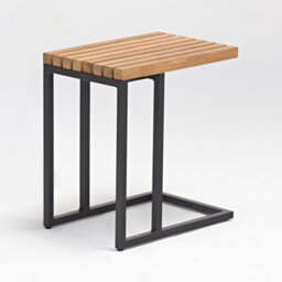 Cube Side Table With Teak Top In Charcoal - thumbnail 3