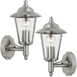 2 Pack Ip44 Outdoor Wall Lamp Stainless Steel Traditional Lantern Porch Uplight