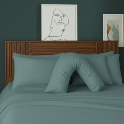 V Shape Pillowcase For Support Maternity Pillows Polycotton Easy Care Duck Egg Blue - image 1