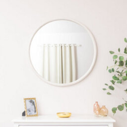 Melody Maison Large White Washed Wooden Round Wall Mirror - 80Cm X 80Cm