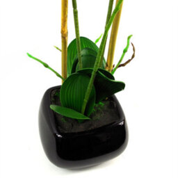 Leaf 70Cm Artificial Orchid Light Pink With Black Ceramic Planter - thumbnail 4