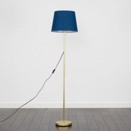 Valuelights Charles Gold Floor Lamp With Navy Tapered Shade And Bulb - thumbnail 5