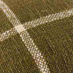 Yard Beni Check Fringed Polyester Filled Cushion, Moss/natural, 45 X 45Cm - thumbnail 4
