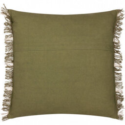Yard Beni Check Fringed Polyester Filled Cushion, Moss/natural, 45 X 45Cm - thumbnail 2