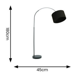 Valuelights Louis Black Arched Curved Floor Lamp With Black Fabric Drum Lamp Shade And Led Bulb - thumbnail 4