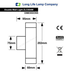 Long Life Lamps Company Matt White Stainless Steel Double Outdoor Wall Light Zlc054W - thumbnail 2