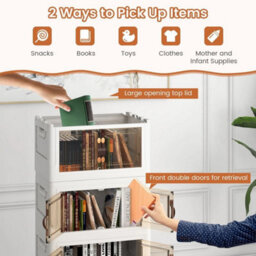 Folding Shoe Storage Cabinet 3 Tier Stackable Storage Box - thumbnail 6