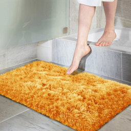 Ameha Fluffy Ochre Shaggy Area Rugs For Bedroom Soft Thick Pile Small Non Slip Non Shedding Rug Entrance Door Mats, 50 X 80 Cm - thumbnail 4