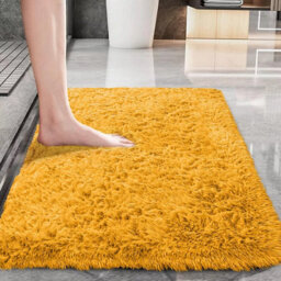 Ameha Fluffy Ochre Shaggy Area Rugs For Bedroom Soft Thick Pile Small Non Slip Non Shedding Rug Entrance Door Mats, 50 X 80 Cm - thumbnail 2