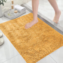 Ameha Fluffy Ochre Shaggy Area Rugs For Bedroom Soft Thick Pile Small Non Slip Non Shedding Rug Entrance Door Mats, 50 X 80 Cm - thumbnail 3