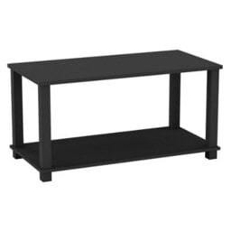 Urbn-Living Urbnliving 80Cm Width Black 2 Tier Coffee Side Table With Shelf Tv Stand - thumbnail 3