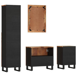 Berkfield 4 Piece Bathroom Furniture Set Solid Wood Reclaimed - thumbnail 4