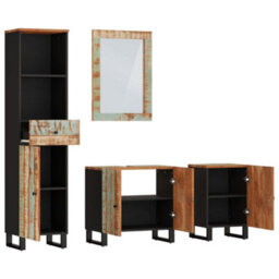 Berkfield 4 Piece Bathroom Furniture Set Solid Wood Reclaimed - thumbnail 3