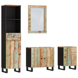 Berkfield 4 Piece Bathroom Furniture Set Solid Wood Reclaimed - thumbnail 2