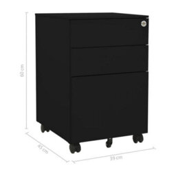 Vidaxl Mobile File Cabinet Black 39X45X60 Cm Steel - thumbnail 3