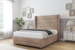 "Comfort Milano Mink Naples Divan Bed Set No Drawers - 54"" Wingback & 12"" Footboard 5' King" - thumbnail 2