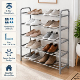5 Tier Shoe Storage Rack Footwear Stand Shelf Hallway Entryway Organiser 3 Packs - thumbnail 1