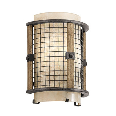 Rustic Anvil Iron Wall Light With Mica Glass Shade - Led E14 60W Sconce