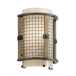 Rustic Anvil Iron Wall Light With Mica Glass Shade - Led E14 60W Sconce