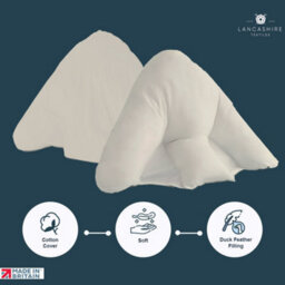 Lancashire Textiles Orthopaedic Batwing Reading Pillowcase, Cotton Blend Cream Cover, Super Soft, Comfortable Support, Extra Long - thumbnail 3