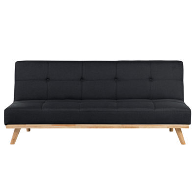Beliani Sofa Bed 3 Seater Froya Fabric Black - image 1