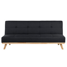 Beliani Sofa Bed 3 Seater Froya Fabric Black - thumbnail 1