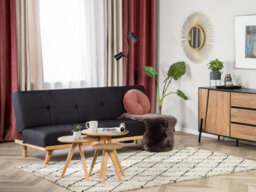 Beliani Sofa Bed 3 Seater Froya Fabric Black - thumbnail 2