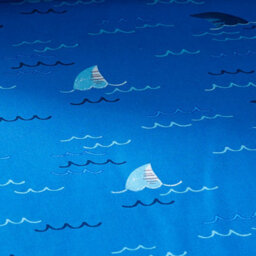 Catherine Lansfield Kids Jawsome Shark Single Fitted Sheet Navy Blue - thumbnail 2