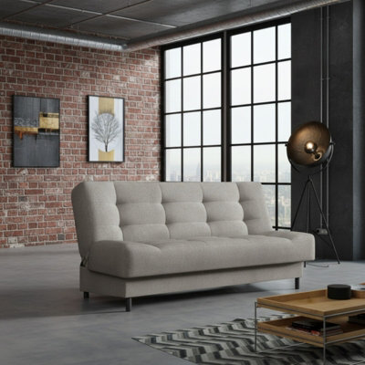 Livia 3 Seater Sofa Bed With Sleeping Function Freestanding Design Compact And Comfortable For Living Or Guest Room Light Grey - image 1