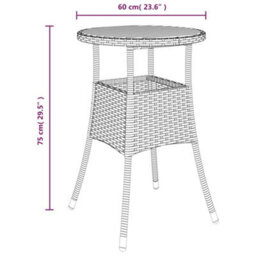 Walplus Garden Table 60X75 Cm Acacia Wood And Poly Rattan Grey - thumbnail 6