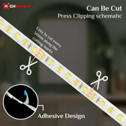 Highdecora Led Strip Light 5M With Tunable Remote And Uk Power Plug, Warm White To Cool Daylight, Dimmable Adhesive Design - thumbnail 2