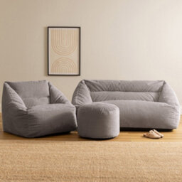 icon Bean Bag Sofa, Armchair And Footstool Bundle, Jumbo Cord - thumbnail 1