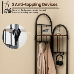 Costway 180Cm Tall Corner Hall Tree 4-Tier Coat Rack Entryway Shoes Shelf Organizer Rustic Brown - thumbnail 8