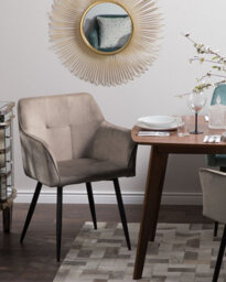Beliani Set Of 2 Dining Chairs Jasmin Velvet Taupe - thumbnail 2