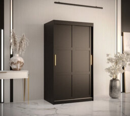 Arte Ramiro I Contemporary 2 Sliding Door Wardrobe 5 Shelves 2 Rails Black Matt (H)2000mm (W)1000mm (D)620mm - thumbnail 2