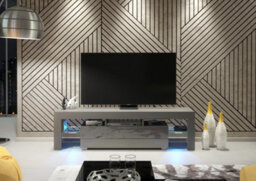 Aria Tv Unit 160Cm Dark Grey With High Gloss Doors And Led Lighting - Creative Furniture - thumbnail 4