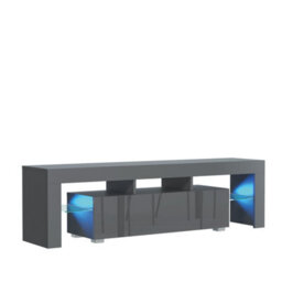Aria Tv Unit 160Cm Dark Grey With High Gloss Doors And Led Lighting - Creative Furniture - thumbnail 5